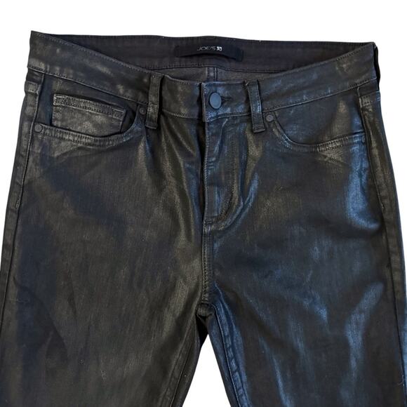 Joe’s shiny Skinny Black pants Women's Sz 30 Ankle Stretch bikercore matrix - Picture 1 of 11
